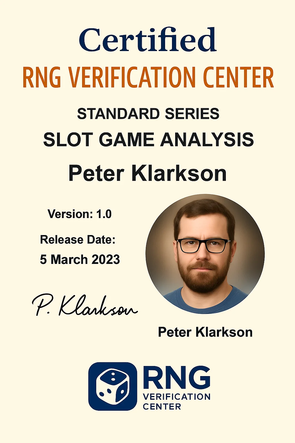 Peter Klarkson professional gambling ta’lim sertifikati — hujjat 1
